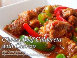 Cheesy Beef Caldereta With Chorizo Panlasang Pinoy Meat Recipes Beef Caldereta Caldereta Recipe Pork Caldereta Recipe