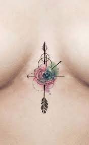 Arlo Ying Yang Geometric Shapes Linework Watercolor Temporary Tattoo In 2021 Arrow Tattoos For Women Small Flower Tattoos Sternum Tattoo