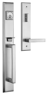 rockwell lumina entry door handle set in brushed nickel finish retrofits into 6 different bottom scre front door hardware double front entry doors door handles