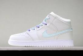 Girls Air Jordan 1 Mid Candy Phantom Purple Rise Blue Tint Igloo 555112 035 With Sneaker