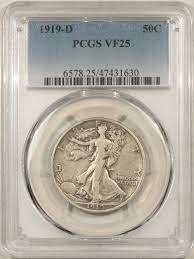 1919-D WALKING LIBERTY HALF DOLLAR - PCGS VF-25, PERFECT CIRC! - The Reeded  Edge, Inc