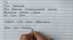 It will also help you to easily understand the correct way and format of writing a leave application with its. Sick Leave Application To The Principal Application For Sick Leave Letter Writing In English Youtube