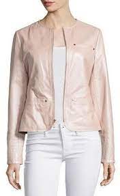 Neiman Marcus Pearlized Leather Jacket Blush Neiman Marcus Leather Jackets Women Leather Jacket Pink Leather Jacket