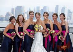 Bridesmaids Navy Pink Fuschia Wedding Pink Brides Maid Dresses Fuchsia Wedding