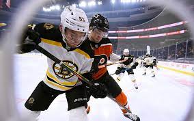 Boston bruins' jeremy lauzon during an nhl hockey game against the philadelphia flyers, saturday, april 10, 2021, in philadelphia. Kpafiodzljy Km