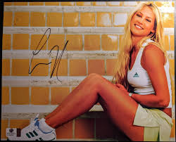 Anna Kournikova Sexy Tennis Star Autographed 8x10 Color photo great  hollywood pose certified by Global Authentics
