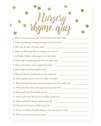 The perfect game for baby showers, it's a brilliant way to keep your guests entertained, have fun and put your nursery rhyme knowledge to the test. Nursery Rhyme Trivia Quiz Printable Trivia Printable