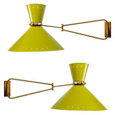 Pair Of French Articulated Wall Lights By Rene Mathieu At 1stdibs Wall Lights Vintage Lighting Lights