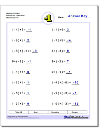 Negative Numbers Addition Worksheet And Subtraction Worksheet 1 Negative Numbers Worksheet Integers Worksheet Negative Numbers Worksheet Negative Numbers
