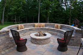 Posh Concrete Patios Design Google Search Brick Fire Pit Fire Pit Patio Backyard Fire