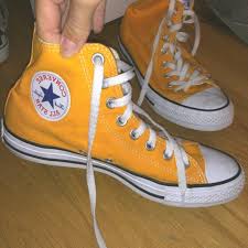 Converse Shoes Mustard Yellow High Top Converse Color Orange Yellow Size Color Converse Hi Converse Shoes Yellow Converse Shoes Yellow Converse