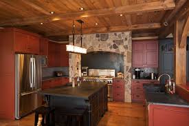 52 Dark Kitchens With Dark Wood Or Black Kitchen Cabinets 2020 Red Kitchen Cabinets Distressed Kitchen Cabinets Rustic Kitchen