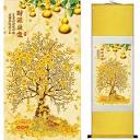 Feng shui Art Scroll Painting with Golden Money Tree, Wu Lou ...