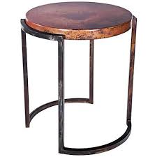 Maxwell Round Hammered Copper And Iron End Table 4x021 Lamps Plus Wrought Iron Table End Tables Copper End Table