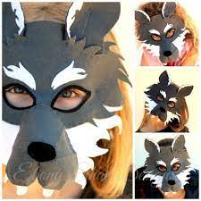 Wolf Mask Pattern Kids Felt Mask Sewing Pattern Etsy Wolf Mask Animal Masks Wolf Costume