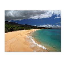 Maui and kauai, hawaiian islands map wall art prints with main island roads and topographic landscape features by maps as art. Trademark Fine Art Makena Maui Canvas Wall Art
