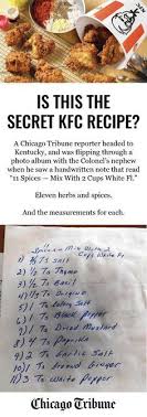 Kfc Recipe Revealed Tribune Shown Family Scrapbook With 11 Herbs And Spices Recipes Kfc Recipe Cooking