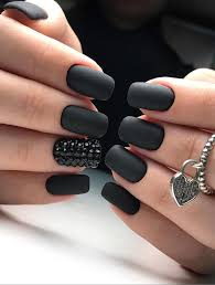 Short Black Acrylic Nail Ideas 30 Fabulous Matte Nails Design For Short Nails Page 28 Of 30 Latest Fashion Trends For Woman Rounded Acrylic Nails Black Acrylic Nails Square Nail Designs