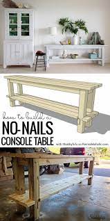 Remodelaholic How To Build A No Nails Console Table Layering Milk Paint Diy Furniture Table Diy Furniture Plans Diy Home Decor Easy