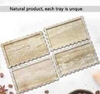 Amazon.com: Bandeja de travertino grande de 13.4 x 8 pulgadas con borde  festoneado, bandeja decorativa rectangular para mesa de café, baño, cocina  ...