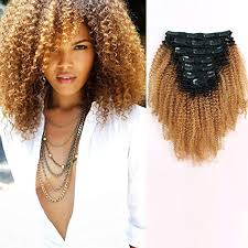 Amazingbeauty 8a Grade 3c 4a Big Afro Kinkys Curly Ombre Hair Extensions Double Weft Real Remy Hum Clip In Hair Extensions Ombre Hair Extensions Curly Clip Ins