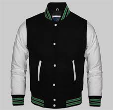 Women Varsity Jackets Leather Sleeves And Melton Wool Black Body