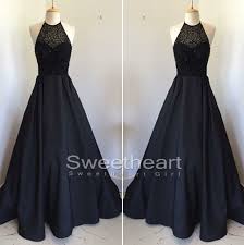 Unique Black Round Neck Beaded Long Prom Dress For Teens Evening Dress In 2020 Black Prom Dresses Beautiful Dresses Prom Dresses For Teens