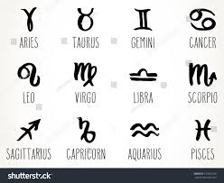 Collection Of Hand Drawn Zodiac Signs And Their Names Graphics Astrology Set Illustration In Black Over White How To Draw Hands Zodiac Signs Numerology