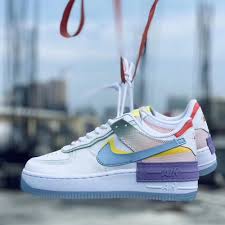 Black And White Nike Air Force 1 Shadow Nike Wmns Air Force 1 Low Shadow White Diamond Blue Purple Yellow In 2020 Nike Air Force Casual Sneakers Women Nike
