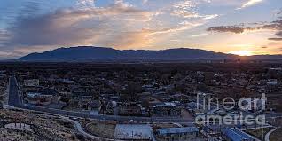 Panorama of Albuquerque and Sandia Mountain at Sunrise from Pat Hurley Park 