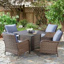 In a time when fireplaces are gaining their popularity back, small fire pit stationed in the garden serves a lot to provide our needs. Better Homes Gardens Brookhaven Outdoor Wicker Gas Fire Pit Walmart Com Walmart Com