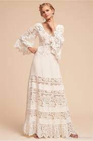 2018 Plus Size Bhldn Wedding Dresses Lace Bell Sleeve Country Bohemian V Plus Size Wedding Dresses With Sleeves Bridal Gowns Vintage Affordable Wedding Dresses