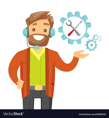 Young Caucasian White Technical Support Operator Vector Image