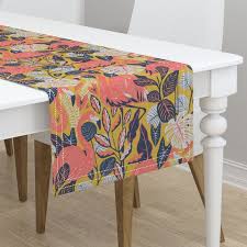 Tropical Coral Table Runner Coral Gables Flamingo By Michaelzindell Mustard Gold Cotton Sateen Table Runner By Spoonflower Red Yellow Roses Home Decor Table