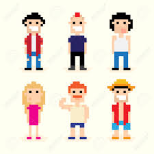 Resultat de recherche dimages pour pixel art facile nourriture. Set Of Different Pixel Art Characters Royalty Free Cliparts Vectors And Stock Illustration Image 25496210