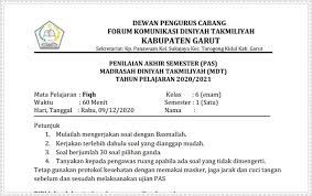 Pilihlah jawaban yang paling tepat soal nomor 1 sd 30 pilihlah jawaban yang paling tepat. Fiqih Kelas I Vi Soal Pas Ganjil Madrasah Diniyah Takmiliyah