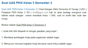 Uas pkn kelas 5 semester 1. Soal Uas Pkn Kelas Xi Semester 2 Jawabanku Id