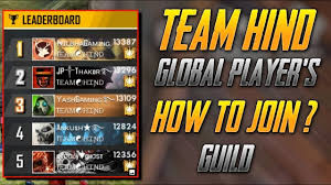 Best free fire names 2020: How To Join Team Hind Official Guild Free Fire India Youtube