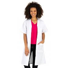 Blouse médicale pour femme en polyester et vicose, à manches courtes. Blouse Professionnelle De Travail Blanche A Manches Courtes Femme Hotel Medical Restaurant Infirmier