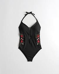 hollister embroidered strappy plunge one piece cheapest