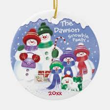 Cute Snowman Family Of 5 Snowbies Christmas Ceramic Ornament Zazzle Com In 2020 Family Ornaments Cute Snowman Family Ornament