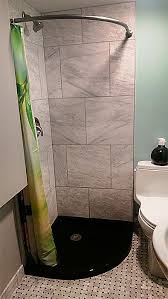 Neo Round Shower Rod Customized With Two Straight Rods At Each End Then Curved In Satin Nickel Finish