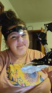 Embroidery lighting with a camping headlamp