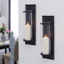 Candle sconces wall decor set of 2. Danya B Metal Pillar Candle Sconces With Glass Inserts Set Of 2 Overstock 21599487
