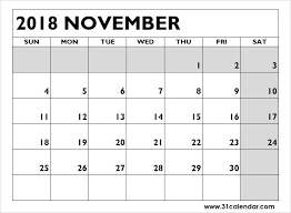 Blank Printable Calendar 2018 November Editable Printable Calendar Word Calendar Word Free Printable Calendar Monthly