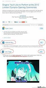 2012 Olympic Singers Vocaloid Funny Vocaloid Memes Hatsune Miku Songs