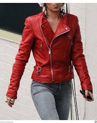 Red Women S Moto Lambskin Real Leather Jacket Motorcycle Slim Fit Biker Jacket Realskin B Fitted Biker Jacket Leather Jackets Women Red Leather Jackets Women