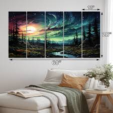 Designart Aurora Borealis Emerald Embers I Landscapes Metal Art Print Set  - Bed Bath & Beyond - 39918465