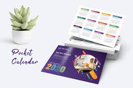 Pocket Calendar 2020 Pocket Calendar Calendar 2020 Calendar Template
