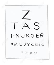 Vector Illustration Eye Test Chart Letters Hand Drawn Colored